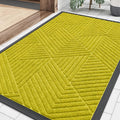 Smiry Front Door Mat Outside Entrance, Heavy Duty Sturdy Natural Rubber Doormat, Trap Dirt and Moisture, Easy Clean Low Profile Mats for Indoor Outdoor Entry, Irregular Triangle (36x24, MST-Yellow)