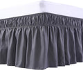MEILA Wrap Around Bed Skirt Three Fabric Sides Elastic Dust Ruffled 18 Inch Tailored Drop,Easy to Install Fade Resistant-Dark Grey, Twin/Full