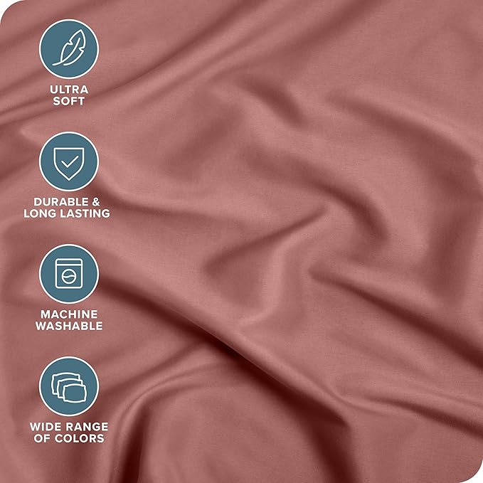 Bare Home Fitted Bottom Sheet Twin Size - Premium 1800 Microfiber - Ultra-Soft Hotel Luxury - Deep Pocket - Durable and Long Lasting (Twin, Dusty Rose)