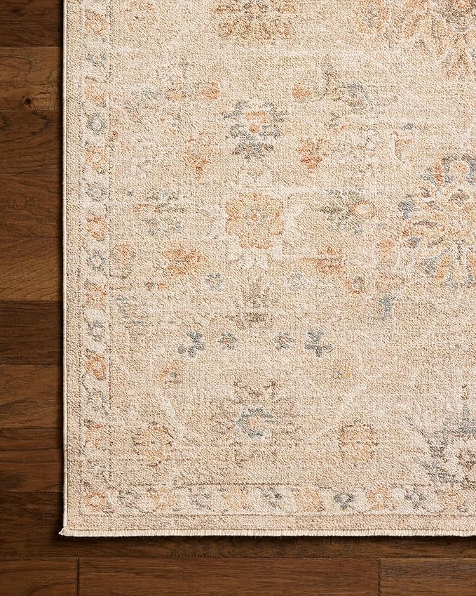 Loloi Chris Loves Julia Palma Collection PLM-11 Natural/Multi 2'-7" x 7'-6" Fringe Runner Rug Vintage Style Boho Living Room Bedroom Carpet
