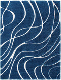 SAFAVIEH Florida Shag Collection Accent Rug - 3'3" x 5'3", Navy & Ivory, Non-Shedding & Easy Care, 1.2-inch Thick Ideal for High Traffic Areas in Entryway, Living Room, Bedroom (SG471-6512)