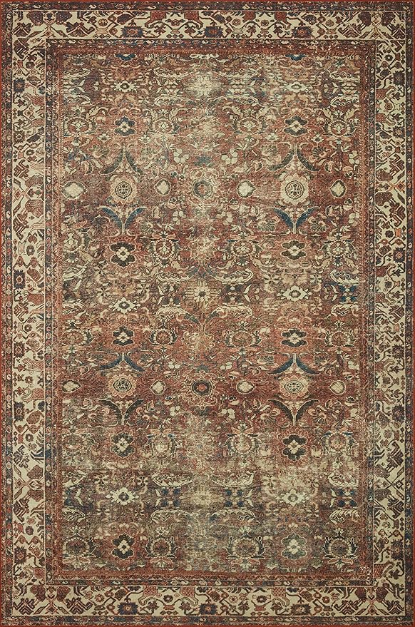 Loloi Magnolia Home by Joanna Gaines Banks Collection BAN-04 Brick/Ivory 2'-6" x 7'-6", .13" Pile Height, Machine Washable, Runner Rug