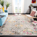 SAFAVIEH Madison Collection Area Rug - 9' Square, Grey & Yellow, Boho Diamond Distressed Design, Non-Shedding & Easy Care, Ideal for High Traffic Areas in Living Room, Bedroom (MAD418F)