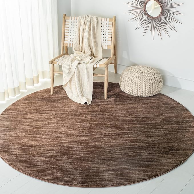 SAFAVIEH Vision Collection Area Rug - 4' Round, Brown, Modern Ombre Design, Non-Shedding & Easy to Clean, Ideal for Living Room, Bedroom, Dining Space (VSN606E)