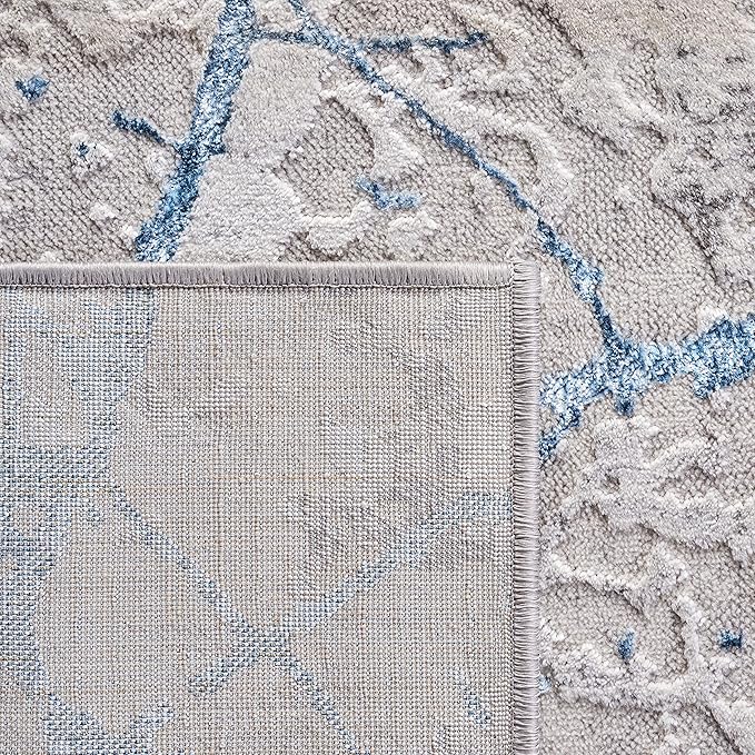 SAFAVIEH Amelia Collection Runner Rug - 2' x 12', Grey & Blue, Modern Abstract Design, Non-Shedding & Easy Care, Ideal for High Traffic Areas in Living Room, Bedroom (ALA293F)