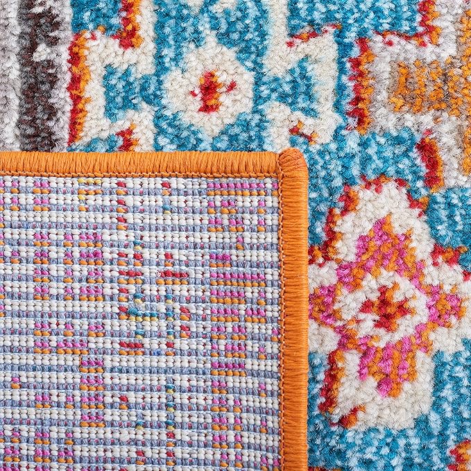 SAFAVIEH Madison Collection Runner Rug - 2' x 8', Rust & Pink, Boho Diamond Distressed Design, Non-Shedding & Easy Care, Ideal for High Traffic Areas in Living Room, Bedroom (MAD418Q)