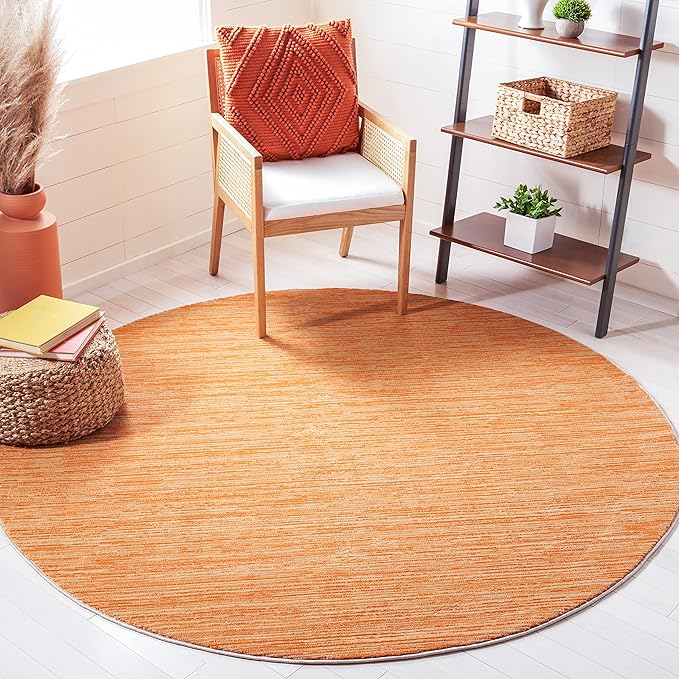 SAFAVIEH Vision Collection Area Rug - 5' Round, Orange, Modern Ombre Design, Non-Shedding & Easy to Clean, Ideal for Living Room, Bedroom, Dining Space (VSN606P)