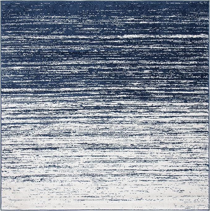 Safavieh Adirondack Collection Area Rug - 10' Square, Navy & Ivory, Modern Ombre Design, Non Shedding & Easy to Clean, Ideal for Living Room, Bedroom, Office, Dining Space (ADR113N)