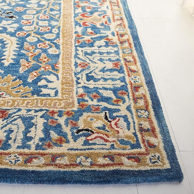 SAFAVIEH Antiquity Collection 2' x 3' Dark Blue/Multi AT64B Handmade Traditional Oriental Premium Wool Accent Rug