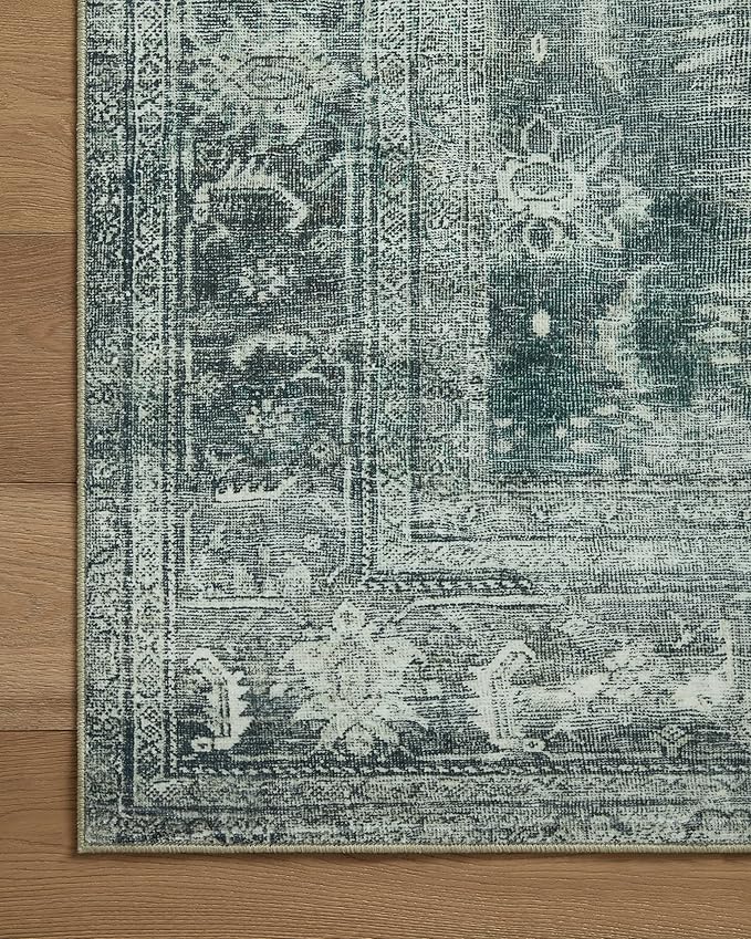 Loloi Magnolia Home by Joanna Gaines Banks Collection BAN-03 Blue/Lagoon 2'-3" x 3'-9" .13" Pile Height, Machine Washable, Accent Rug