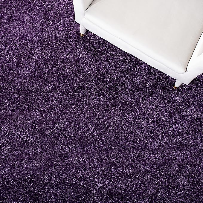 SAFAVIEH Milan Shag Collection Runner Rug - 2' x 22', Purple, Solid Design, Non-Shedding & Easy Care, 2-inch Thick Ideal for High Traffic Areas in Living Room, Bedroom (SG180-7373)