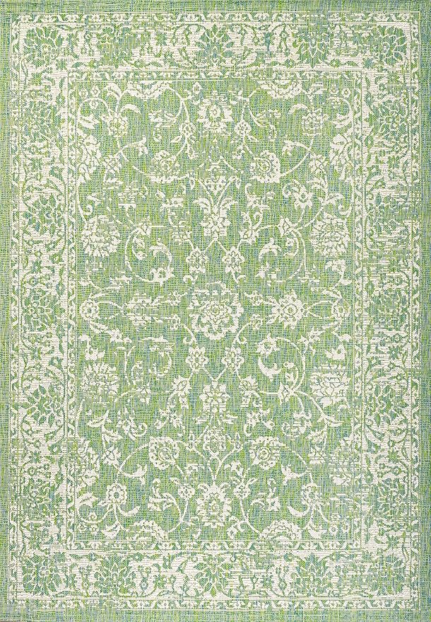 JONATHAN Y Weave Floral Indoor Outdoor Area Rug 9X12 Cream/Green, Tela Bohemian Textured for Backyard, Patio, Porch, Easy-Cleaning, High Traffic, Pet-Friendly, Non-Shedding (SMB100F-9)