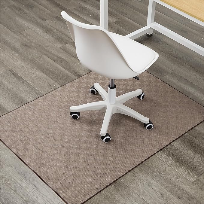 Chair Mat for Hardwood Floor, 50x63 Desk Computer Chair Mat for Hard Wood & Tile Floor, Large Anti-Slip Hard Floor Protector Rolling Chair for Office Home， Brown Square