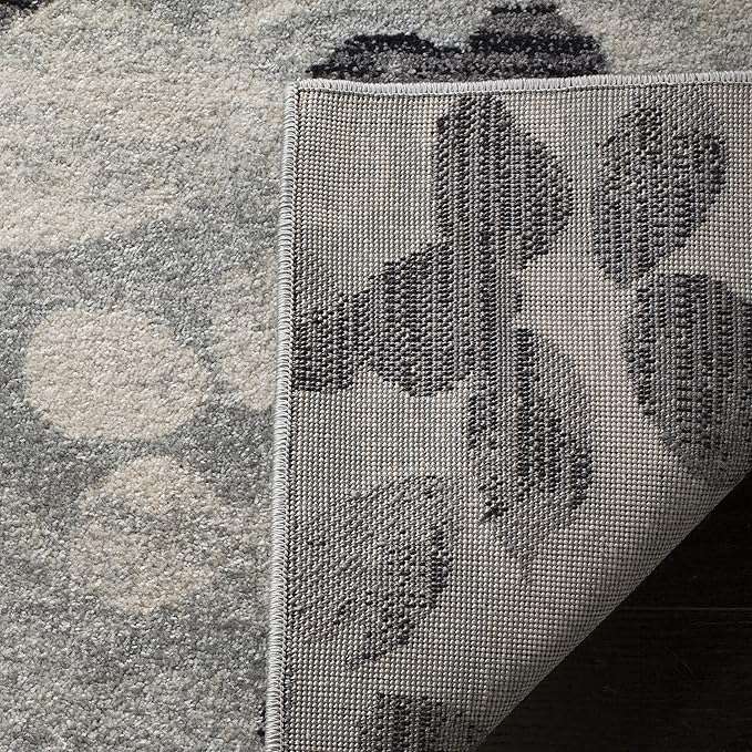 SAFAVIEH Evoke Collection 2'2" x 4' Grey/Black EVK236R Floral Non-Shedding Living Room Bedroom Accent Rug