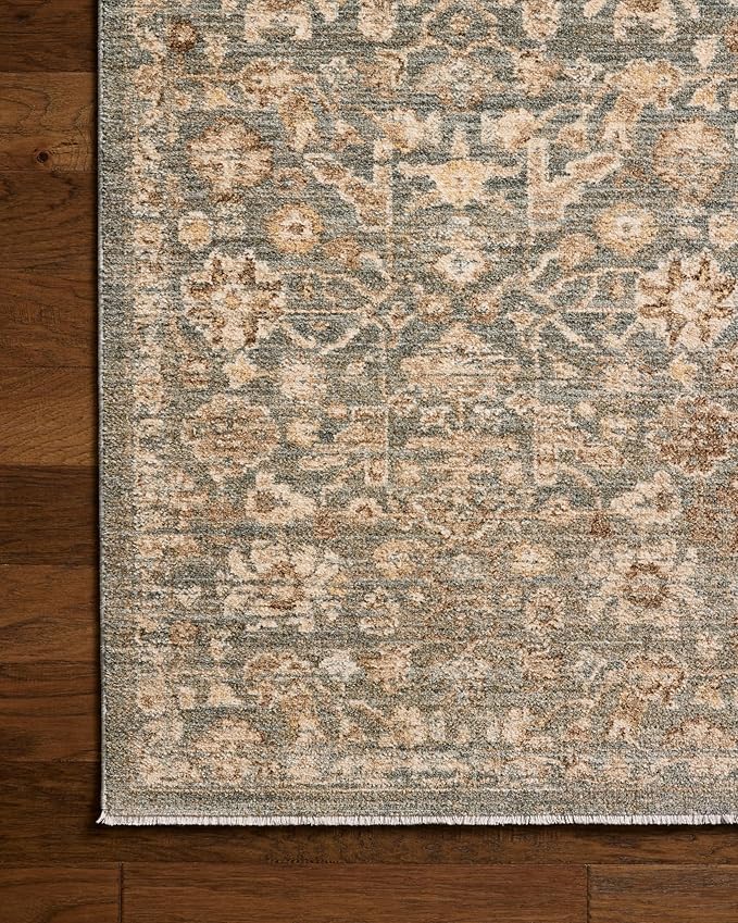 Loloi Chris Loves Julia Palma Collection PLM-05 Blue/Natural 6'-3" x 9'-6" Area Rug Vintage Style Boho Living Room Bedroom Carpet