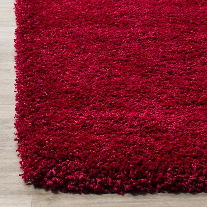 SAFAVIEH Milan Shag Collection Accent Rug - 4' x 6', Red, Solid Design, Non-Shedding & Easy Care, 2-inch Thick Ideal for High Traffic Areas in Entryway, Living Room, Bedroom (SG180-4040)