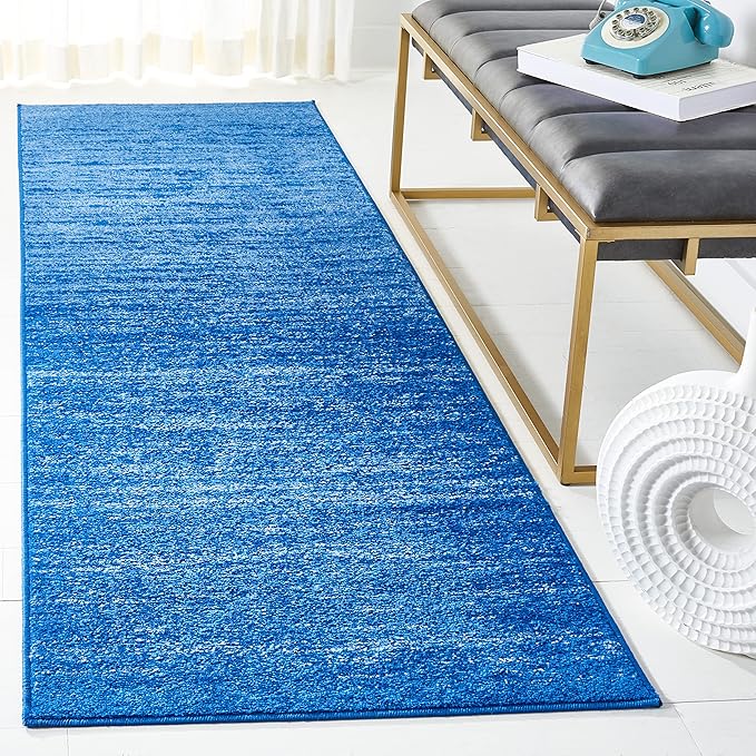 SAFAVIEH Adirondack Collection Runner Rug - 2'6" x 20', Light Blue & Dark Blue, Modern Ombre Design, Non Shedding & Easy to Clean, Ideal for Hallway, Foyer, Kitchen, Entryway, Bedroom (ADR113F)