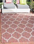 Unique Loom Outdoor Trellis Collection Area Rug (9' x 12' Rectangle, Rust Red/ Ivory)