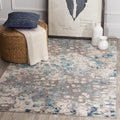 SAFAVIEH Monaco Collection Area Rug - 3' Square, Grey & Light Blue, Boho Chic Abstract Watercolor Design, Non-Shedding & Easy Care, Ideal for High Traffic Areas in Living Room, Bedroom (MNC225E)