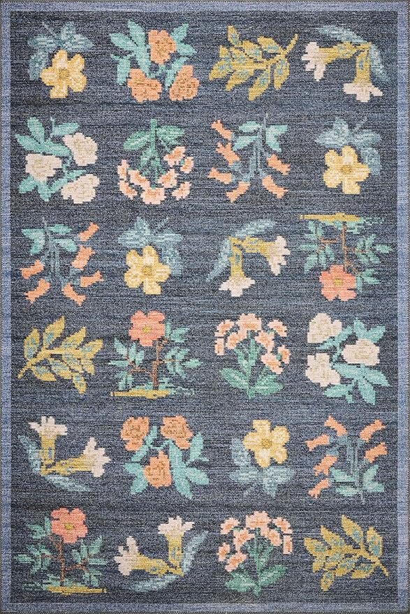Loloi Rifle Paper Co. Rosa Collection RSA-03 Navy 3'-9" x 5'-6" Accent Rug