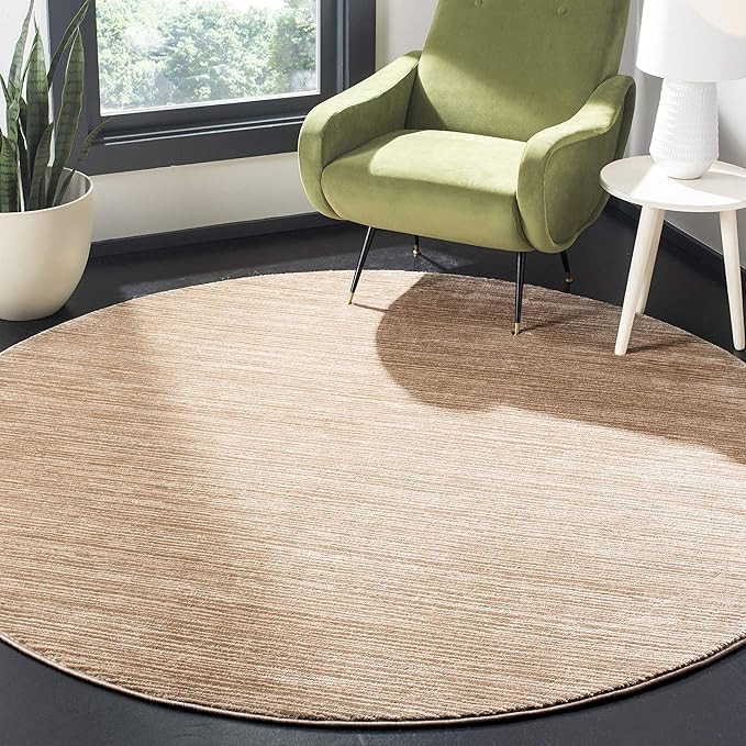 SAFAVIEH Vision Collection Area Rug - 9' Round, Light Brown, Modern Ombre Design, Non-Shedding & Easy to Clean, Ideal for Living Room, Bedroom, Dining Space (VSN606C)