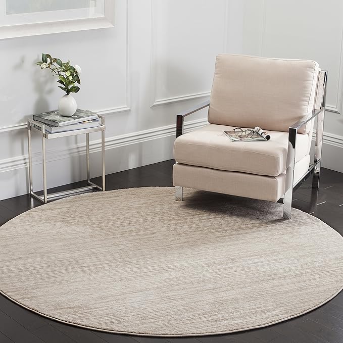 SAFAVIEH Vision Collection Area Rug - 8' Round, Cream, Modern Ombre Design, Non-Shedding & Easy to Clean, Ideal for Living Room, Bedroom, Dining Space (VSN606F)