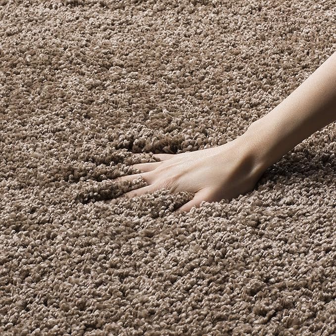 SAFAVIEH Milan Shag Collection Area Rug - 6' x 9', Dark Beige, Solid Design, Non-Shedding & Easy Care, 2-inch Thick Ideal for High Traffic Areas in Living Room, Bedroom (SG180-1414)