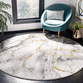 SAFAVIEH Craft Collection Area Rug - 8' Round, Grey & Gold, Modern Abstract Design, Non-Shedding & Easy Care, Ideal for High Traffic Areas in Living Room, Bedroom (CFT877F)