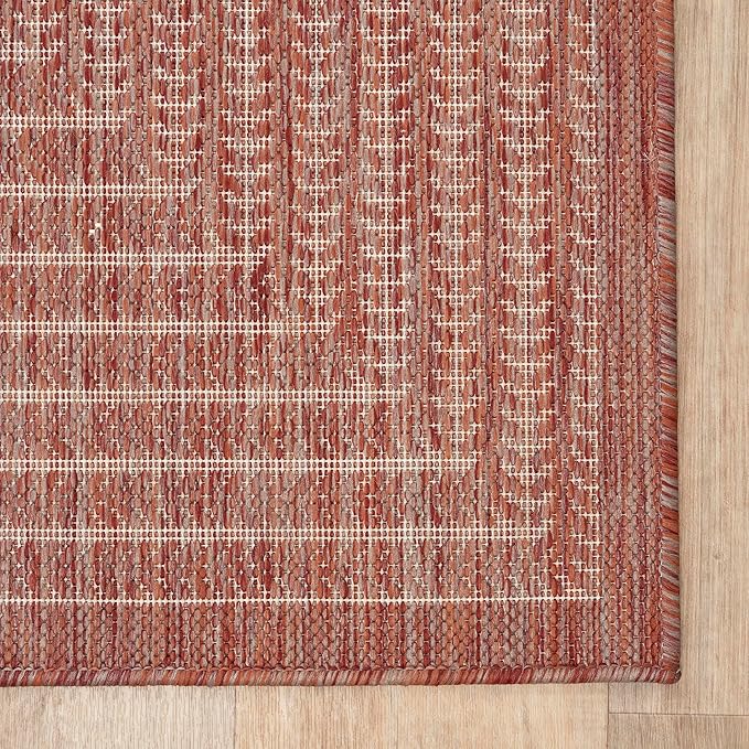 Adiva Rugs Outdoor Indoor Area Rug, Weather Resistant, Easy to Clean, Stain Resistant Floor Mat for Dining Room, Backyard, Deck, Patio (Copper Weiss, 10' x 14')