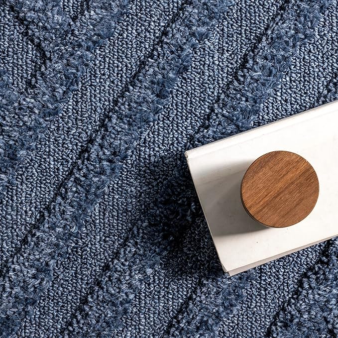nuLOOM Risette Blue, 7'10" x 10', Geometric, Soft and Textured, High Traffic, Stain Resistant, Easy Clean, Durable Area Rug for Bedroom, Living Room, Dining Space, Den, Foyer, Entryway
