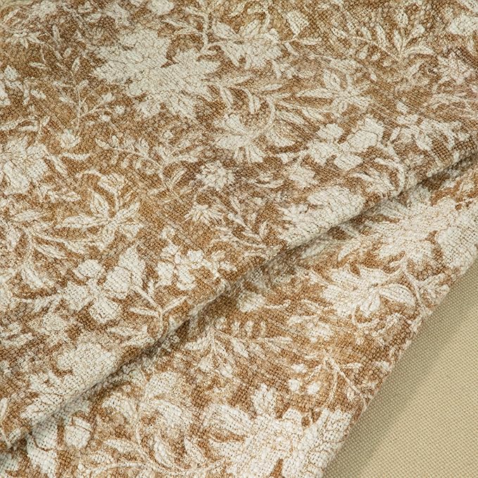 100% Pure Cotton Handblock Printed Throw Blanket, Soft 50" x 60" Fringed Floral Print Throw for Couch, Sofa, Chair, Bed - Cozy, Machine Washable, Comfortable Home Decor