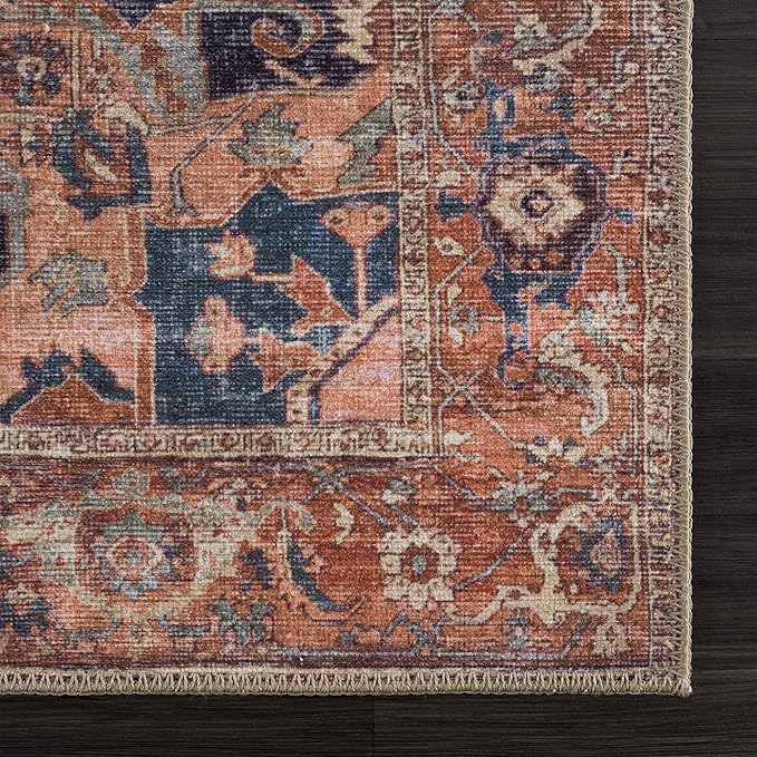 Bloom Rugs Washable 9' x 12' Rug - Beige/Terracotta Traditional Area Rug for Living Room, Bedroom, Dining Room, and Kitchen - Exact Size: 9' x 12'