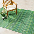 Fab Habitat Outdoor Rug - Waterproof, Fade Resistant, Crease-Free - Premium Recycled Plastic - Striped - Patio, Porch, Deck, Balcony - Cancun - Green - 5 x 8 ft