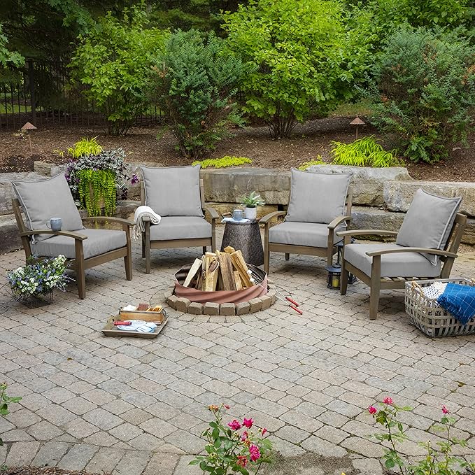 Arden Performance Outdoor Deep Seat Set, 24 x 24, Rain-Proof, Fade Resistant, Deep Seat Bottom and Back Cushion Light Grey Plain Weave Olefin