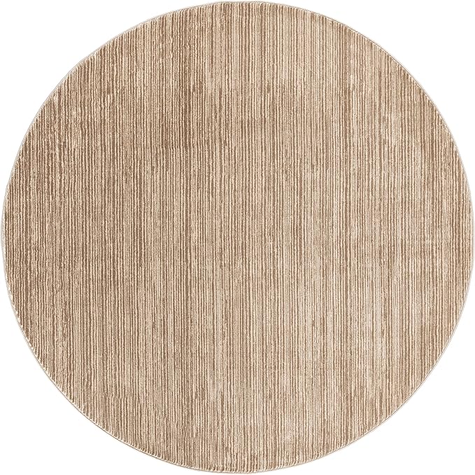 SAFAVIEH Vision Collection Area Rug - 8' Round, Light Brown, Modern Ombre Design, Non-Shedding & Easy to Clean, Ideal for Living Room, Bedroom, Dining Space (VSN606C)
