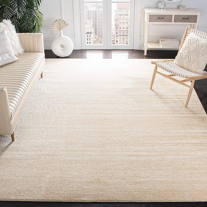 SAFAVIEH Adirondack Collection Area Rug - 10' Square, Champagne & Cream, Modern Ombre Design, Non Shedding & Easy to Clean, Ideal for Living Room, Bedroom, Office, Dining Space (ADR113W)
