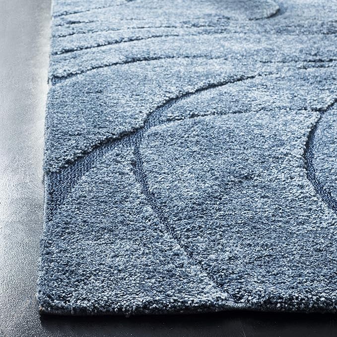 SAFAVIEH Florida Shag Collection Area Rug - 8' Square, Light Blue & Blue, Non-Shedding & Easy Care, 1.2-inch Thick Ideal for High Traffic Areas in Living Room, Bedroom (SG471-6065)