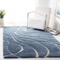 SAFAVIEH Florida Shag Collection Accent Rug - 4' x 6', Light Blue & Cream, Non-Shedding & Easy Care, 1.2-inch Thick Ideal for High Traffic Areas in Entryway, Living Room, Bedroom (SG471-6011)