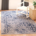SAFAVIEH Adirondack Collection Area Rug - 4' Square, Grey & Navy, Distressed Vintage Floral Design, Non-Shedding & Easy to Clean, Ideal for Living Room, Bedroom, Dining Space (ADR109P)