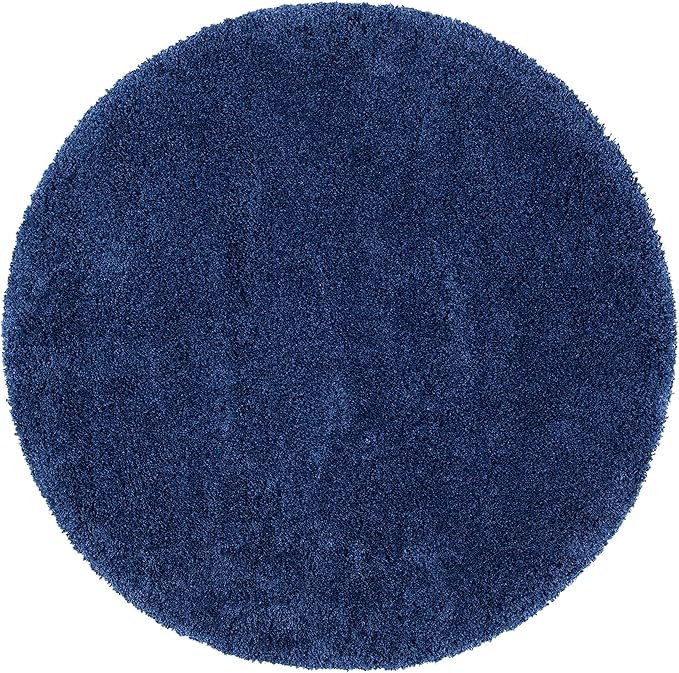 SAFAVIEH Milan Shag Collection 3' Round Navy SG180 Solid Non-Shedding Living Room Bedroom Dining Room Entryway Plush 2-inch Thick Area Rug