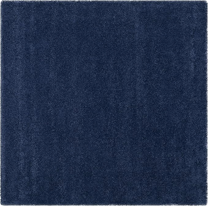SAFAVIEH Milan Shag Collection Area Rug - 11' Square, Navy, Solid Design, Non-Shedding & Easy Care, 2-inch Thick Ideal for High Traffic Areas in Living Room, Bedroom (SG180-7070)