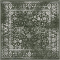 SAFAVIEH Adirondack Collection Area Rug - 6' Square, Dark Green & Ivory, Distressed Vintage Floral Design, Non-Shedding & Easy to Clean, Ideal for Living Room, Bedroom, Dining Space (ADR109Y)