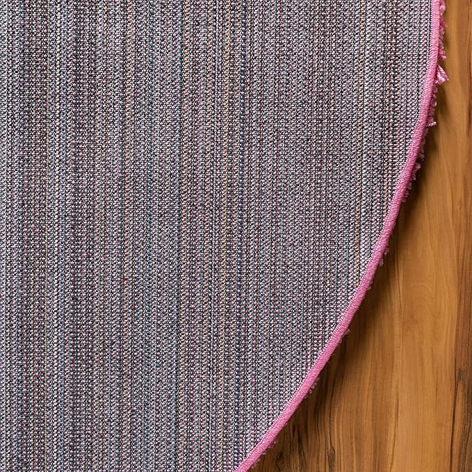Unique Loom Solid Shag Collection Area Rug (3' 3" Round, Taffy Pink)