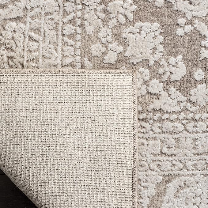 SAFAVIEH Area Rug 8' Square - Reflection Collection - Large - Beige & Cream, Non-Shedding & Easy Cleaning, Ideal for Living Room, Bedroom, Dining Space (RFT668A)