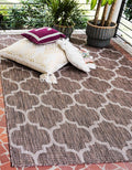 Unique Loom Outdoor Trellis Collection Area Rug (8' x 11' 4" Rectangle, Brown/ Ivory)