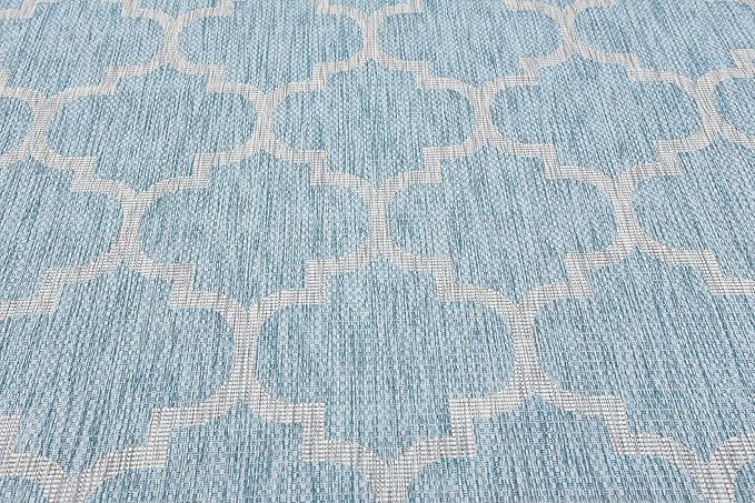Unique Loom Outdoor Trellis Collection Area Rug (8' x 11' 4" Rectangle, Aquamarine/ Gray)