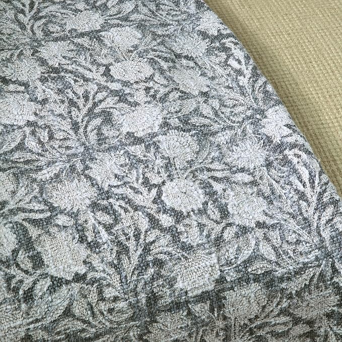 100% Pure Cotton Handblock Printed Throw Blanket, Soft 50" x 60" Fringed Floral Print Throw for Couch, Sofa, Chair, Bed - Cozy, Machine Washable, Comfortable Home Decor