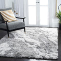SAFAVIEH Horizon Shag Collection Accent Rug - 3' x 5', Grey & Ivory, Non-Shedding & Easy Care, 2-inch Thick Ideal for High Traffic Areas in Entryway, Living Room, Bedroom (HZN890F)