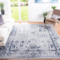SAFAVIEH Adirondack Collection Area Rug - 8' Square, Grey & Navy, Distressed Vintage Floral Design, Non-Shedding & Easy to Clean, Ideal for Living Room, Bedroom, Dining Space (ADR109P)