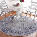 SAFAVIEH Adirondack Collection Area Rug - 6' Round, Grey & Navy, Distressed Vintage Floral Design, Non-Shedding & Easy to Clean, Ideal for Living Room, Bedroom, Dining Space (ADR109P)